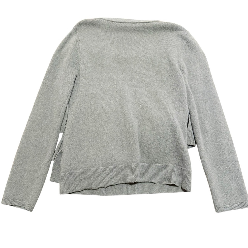 Garnet Hill Ruffle Cardigan Wool Sweater Gray Long Sleeve Women's Size Small - Picture 3 of 8